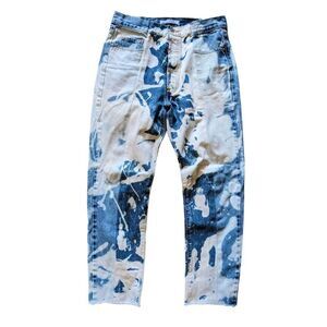 E.L.V. Denim blue /Bleached straight leg high waist (32)